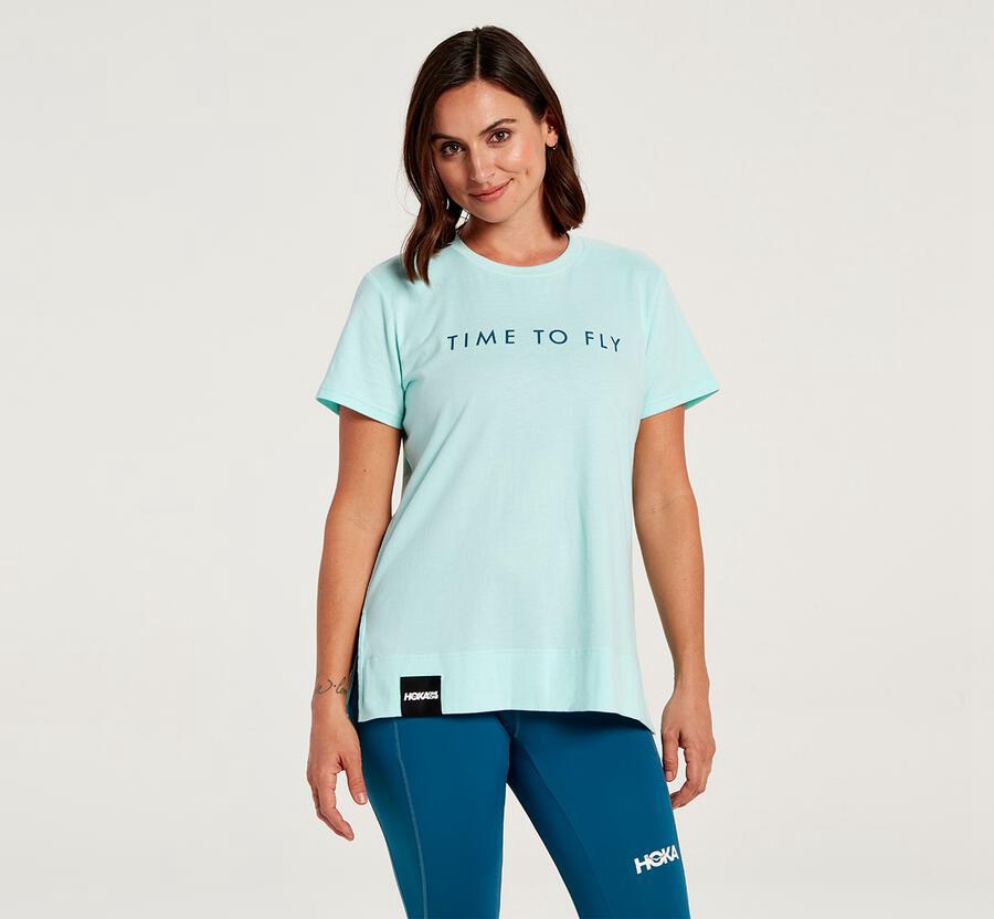 Hoka Womens Tee NZ - Hoka Brand Blue (ERJ951826)